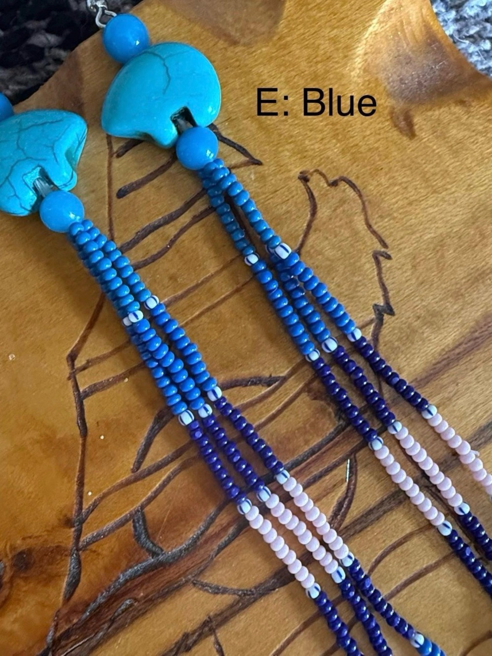 Handmade Beaded Zuni Bear Fringe Earrings|Native American - Picture 11 of 11